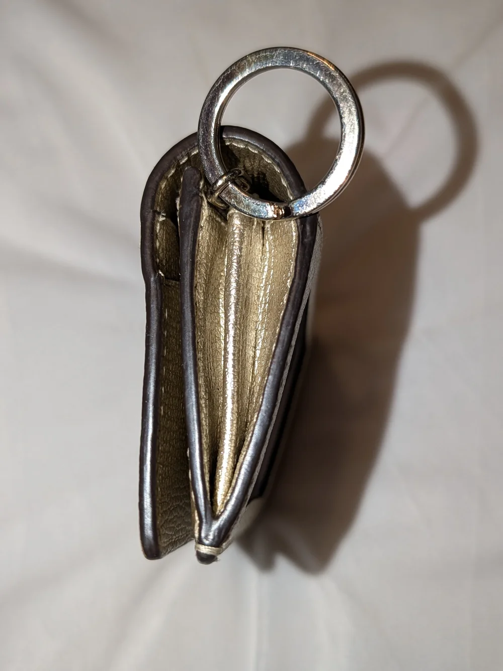 Kate Spade Sylvia Mini Key Ring Bifold Leather Wallet PWRU7239 Pale Gold EUC